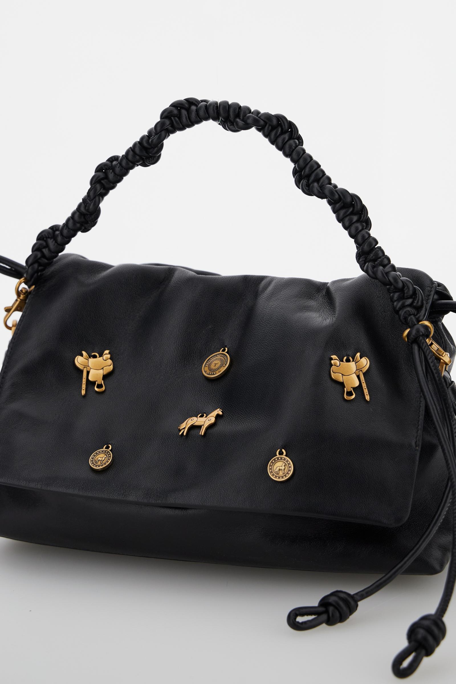 Nappa leather handbag with gold charms - Tango