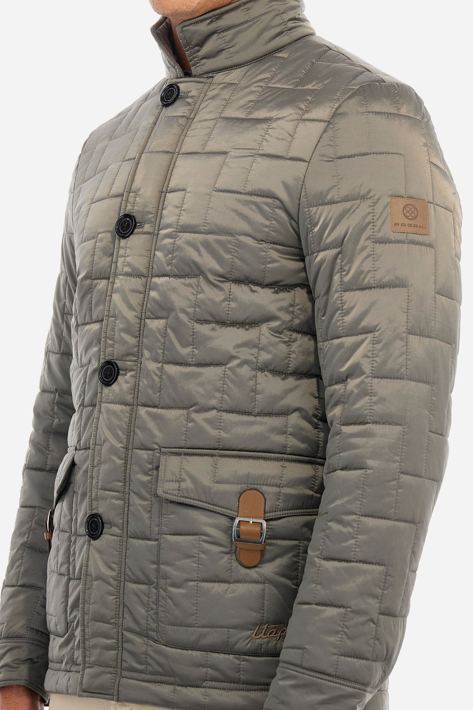 Campera Pagani de tejido sintético liso y corte recto - Zeo