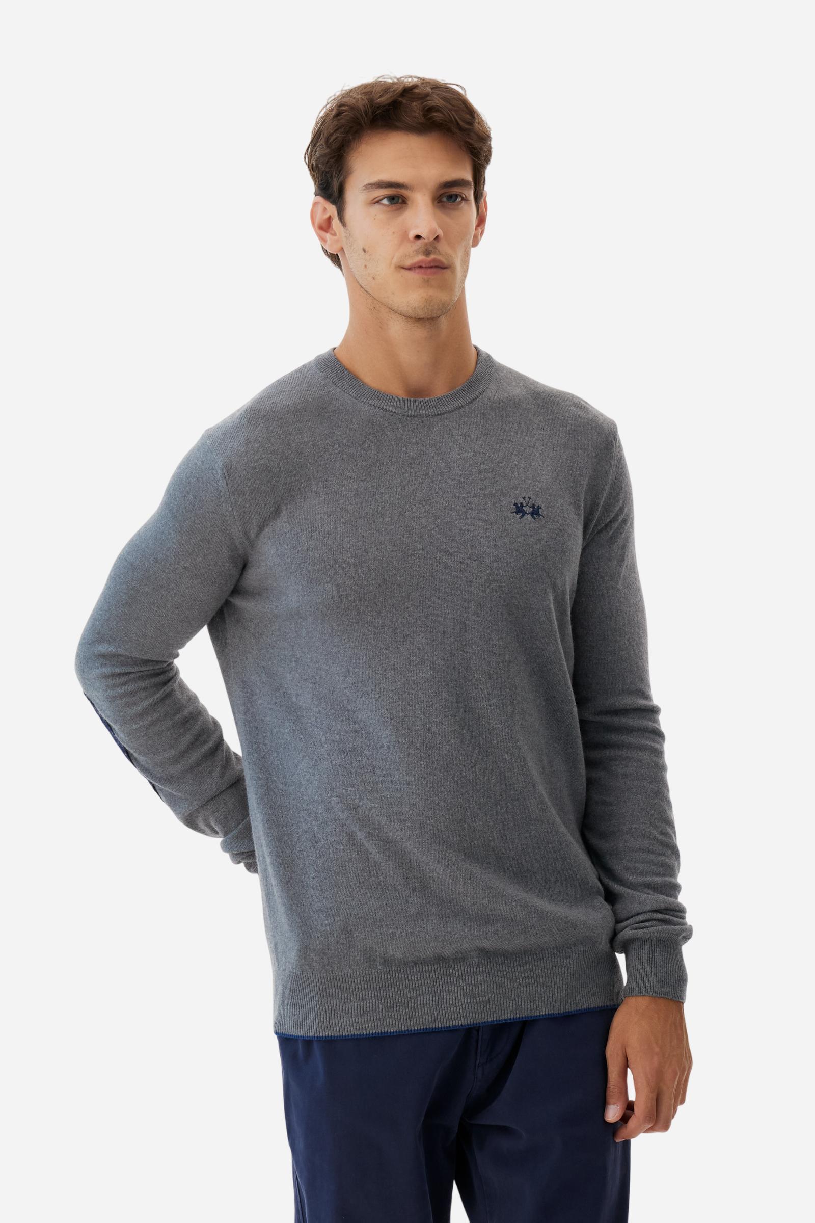 Men’s crew neck sweater with elbow patches - Bobbiejo