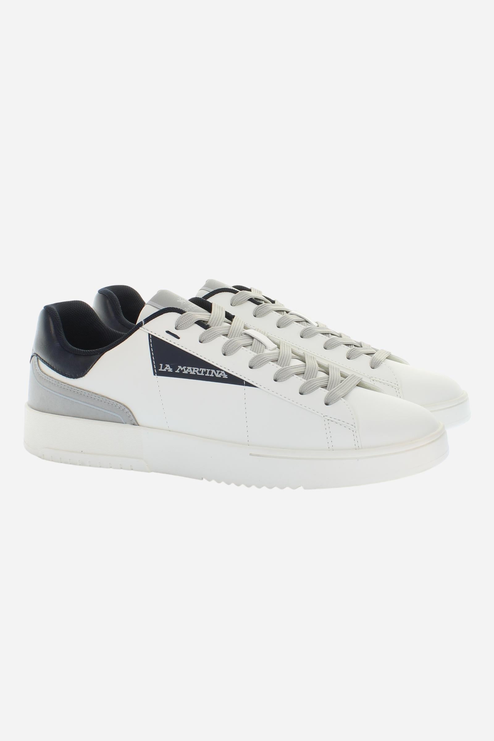 Sleek and versatile Bombonera CUP leather trainers. Comfortable rubber soles and personalised details for a unique and modern style. - WHITE/BLUE