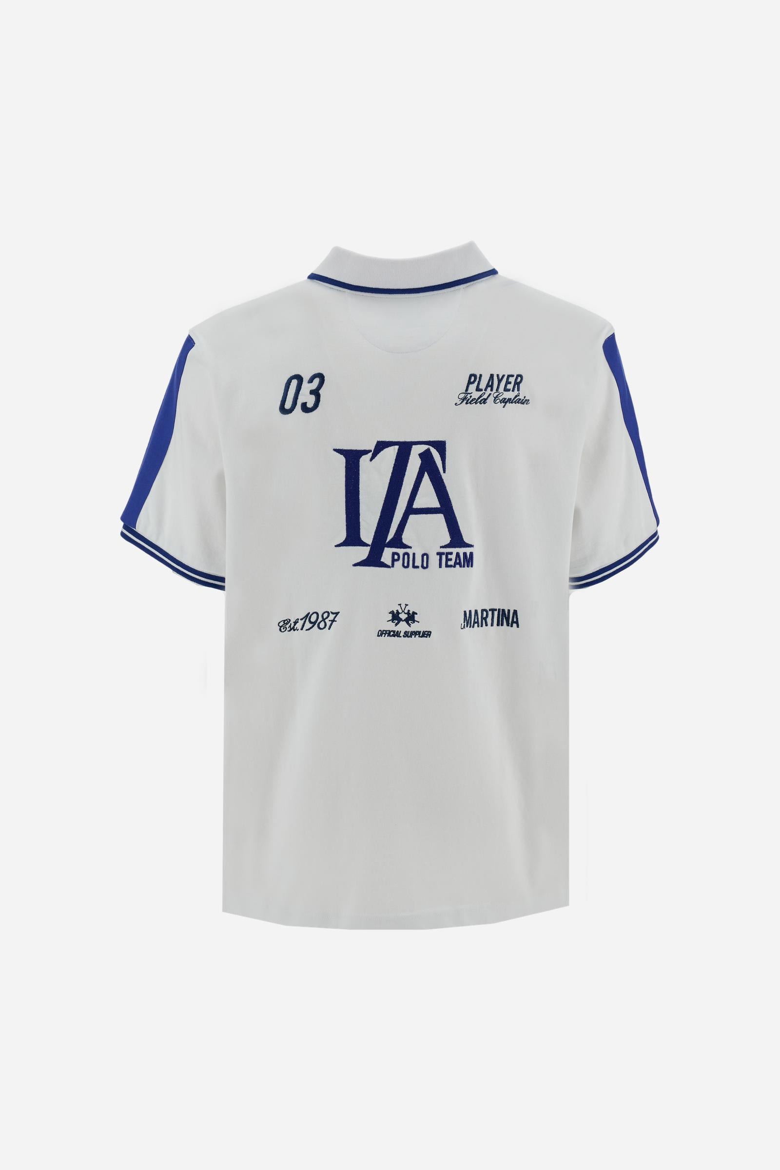 Men’s jersey polo with contrast stripes – Constant