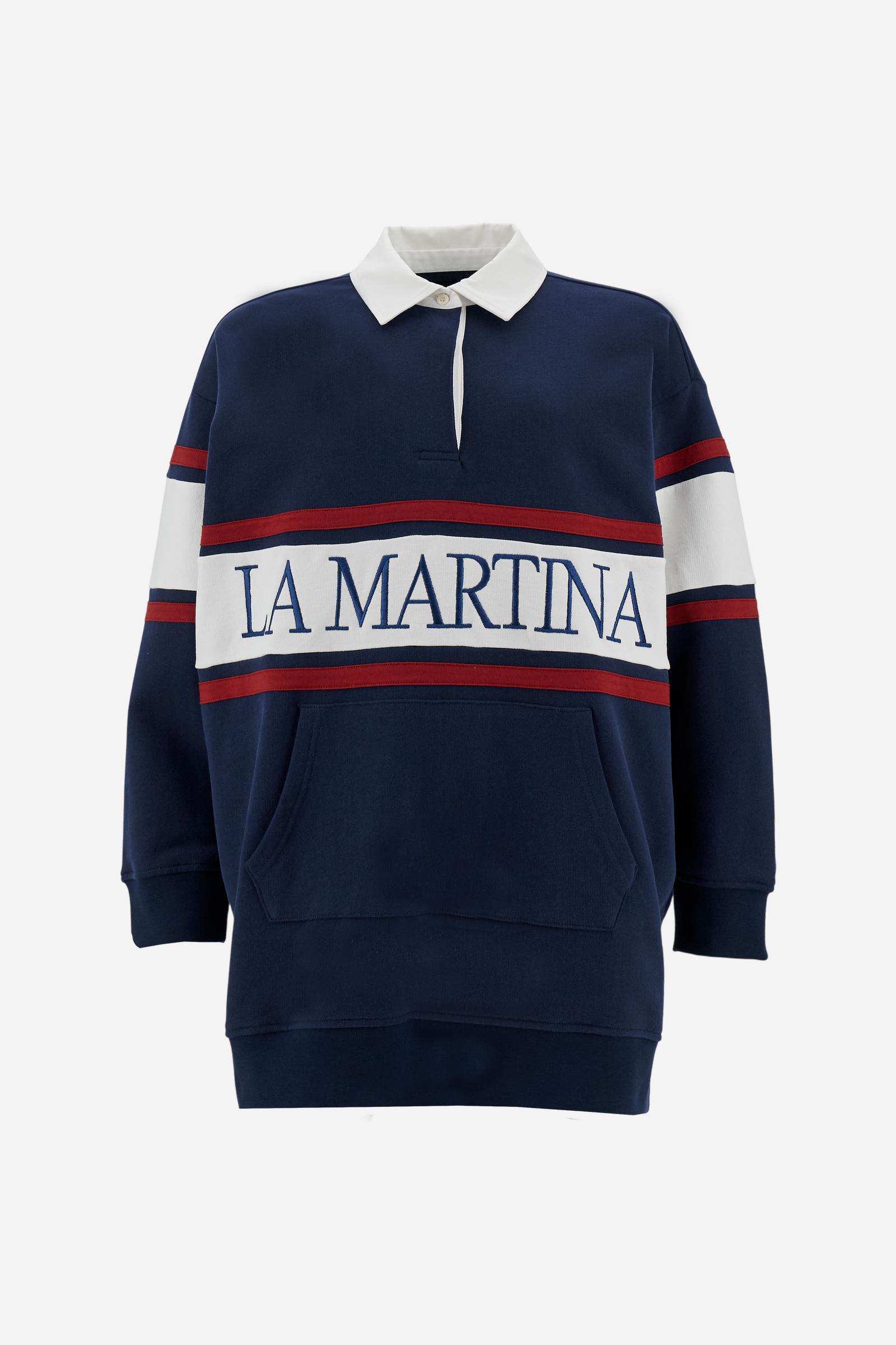 Women's oversized cotton sweatshirt with college stripes - Dione