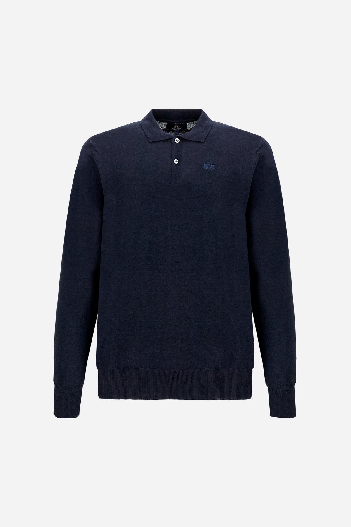 Men's long sleeve merino wool polo - Evaristo