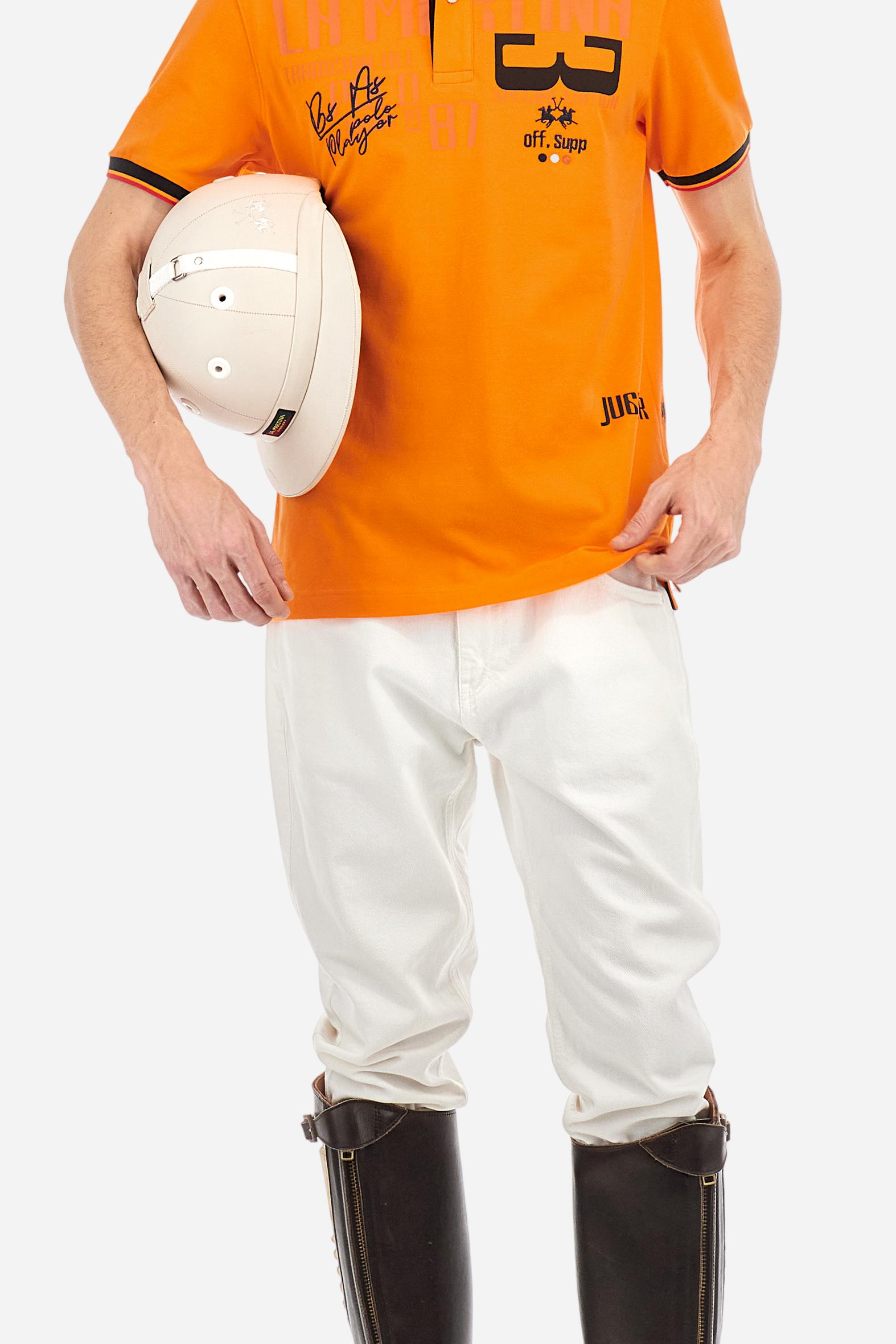 Regular fit polo shirt in stretch cotton piqué - Adelqui