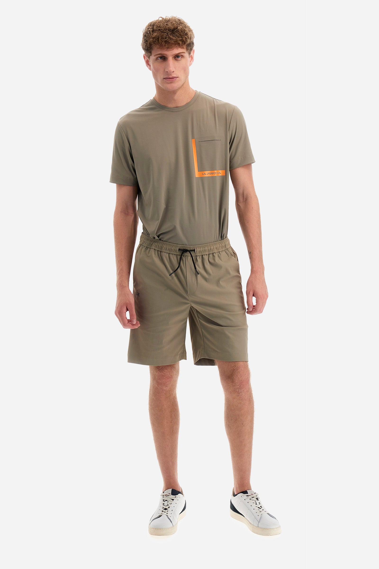 Regular-fit Bermuda shorts in synthetic fabric - Yacov