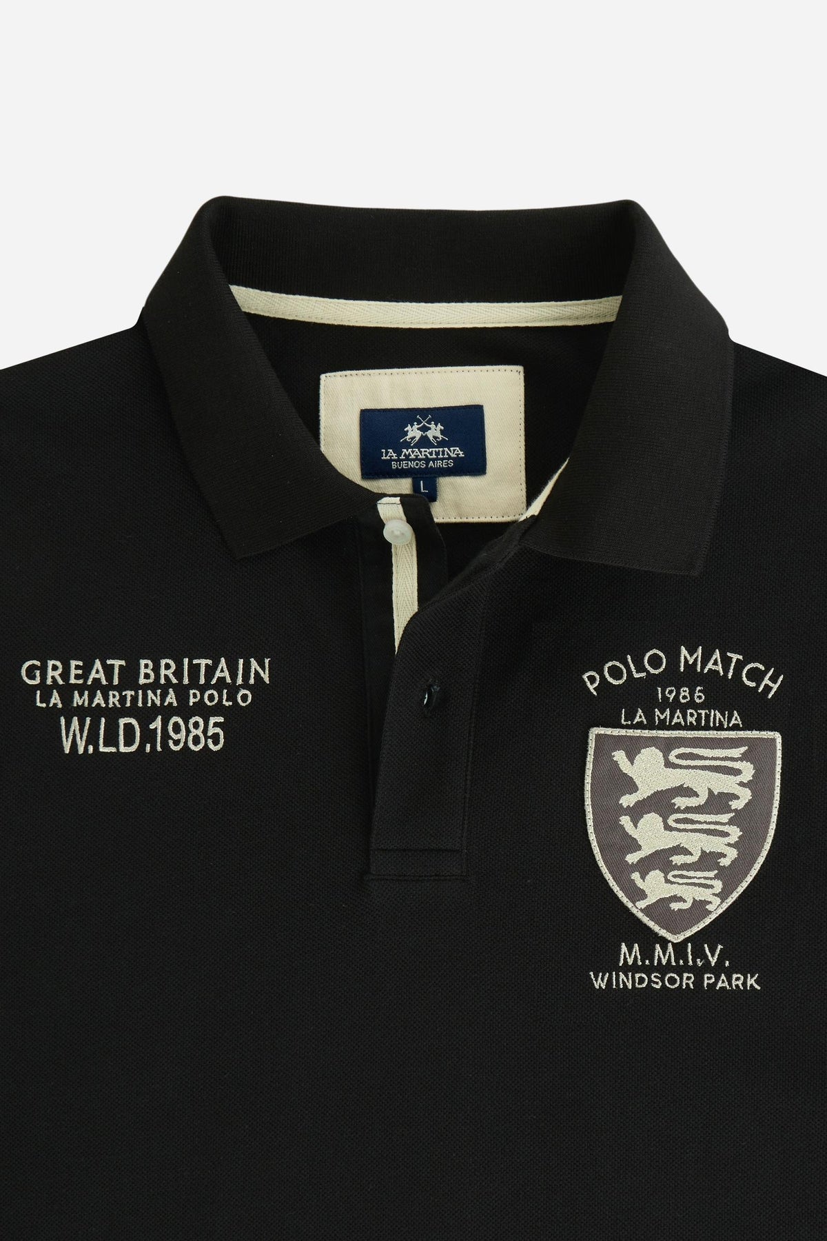 Polo homme à manches longues en piqué de coton Polo Match Engadine