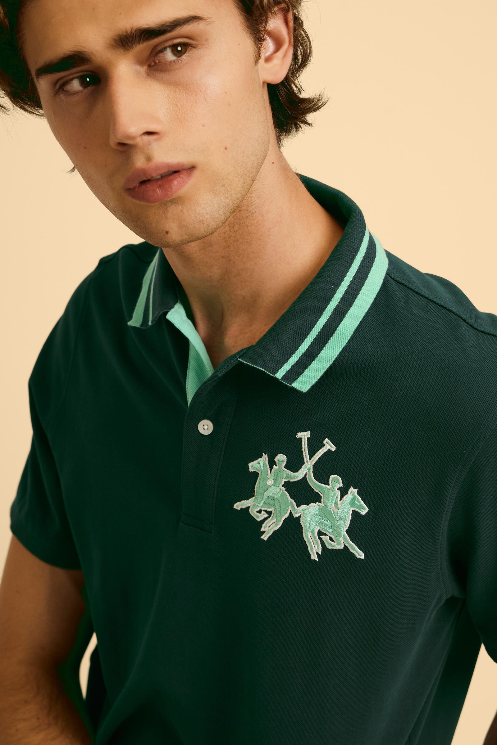 Men’s short-sleeve piqué polo shirt with 3D maxi logo – Coty