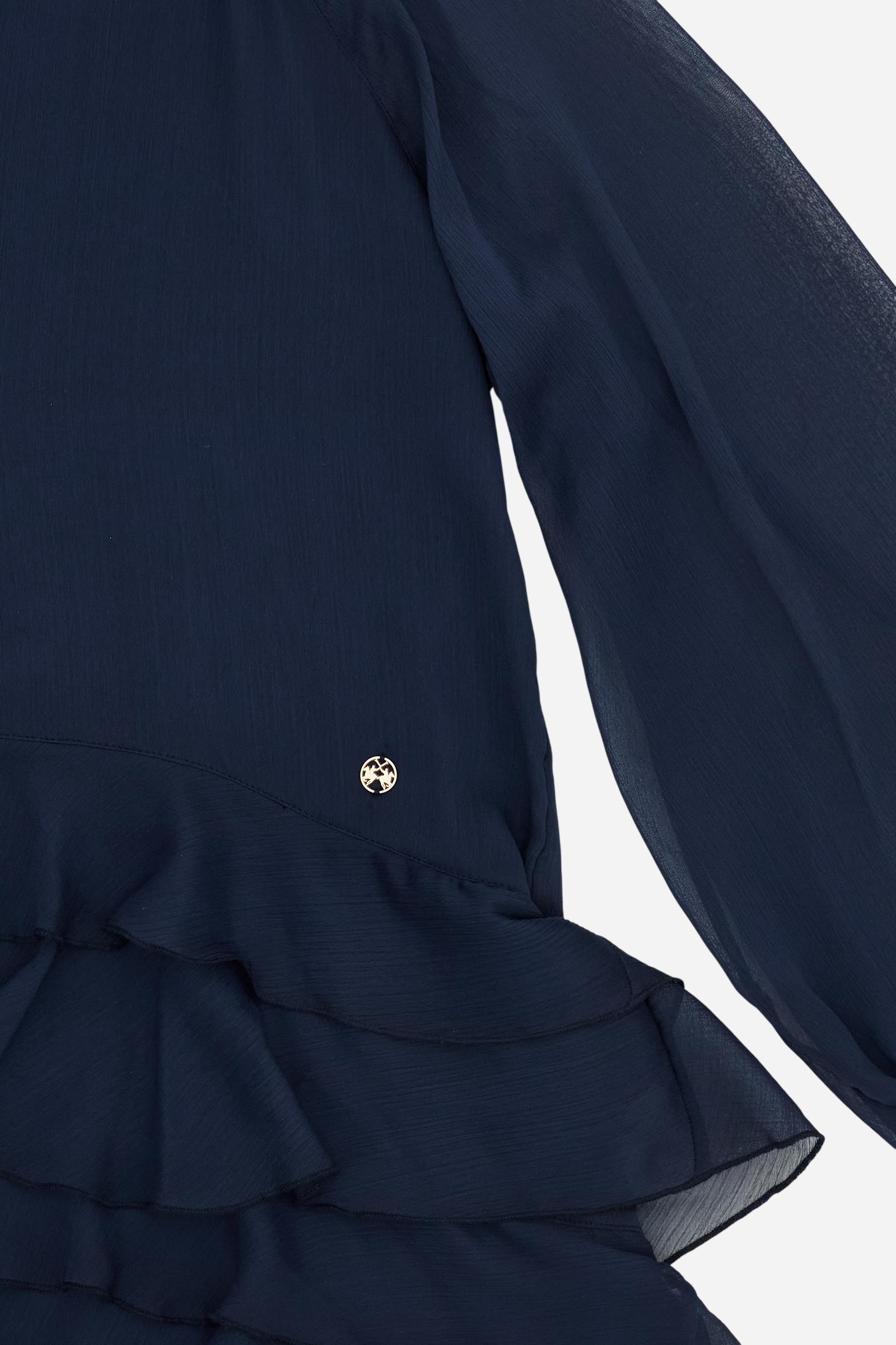 Women’s crinkle chiffon dress with ruffles - Celia