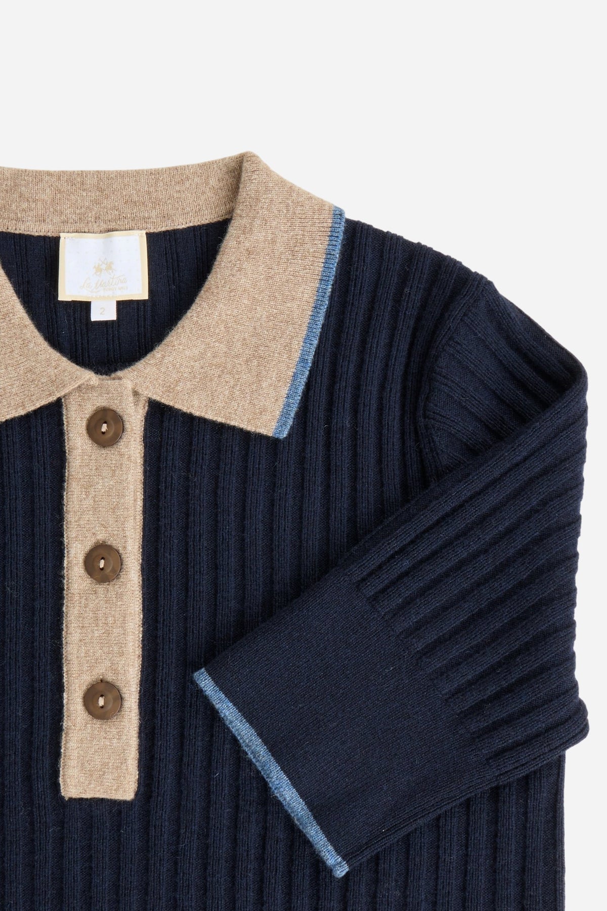 Polo in maglia da donna in lambswool dettagli a contrasto - Eugenie