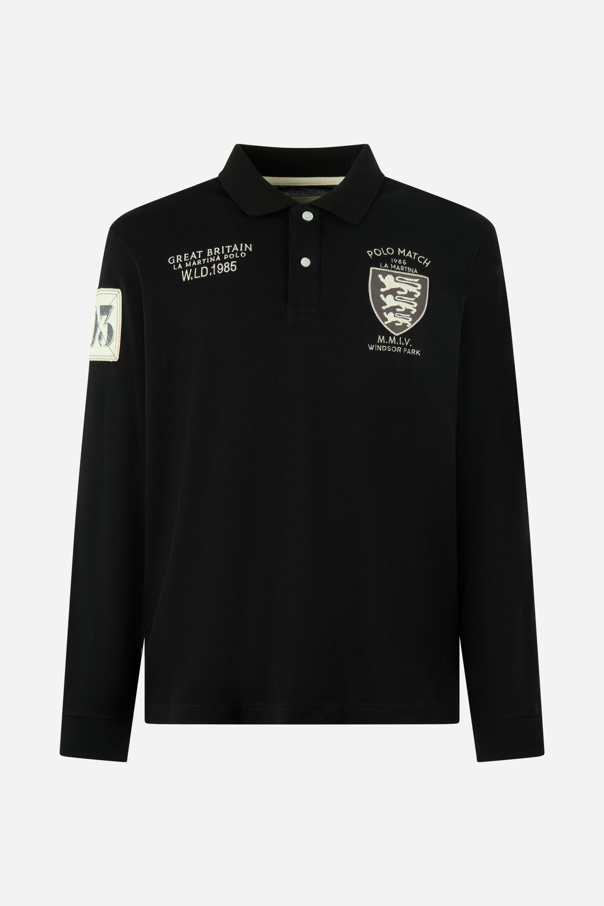 Men's long-sleeve cotton piqué polo shirt Polo Match Engadine