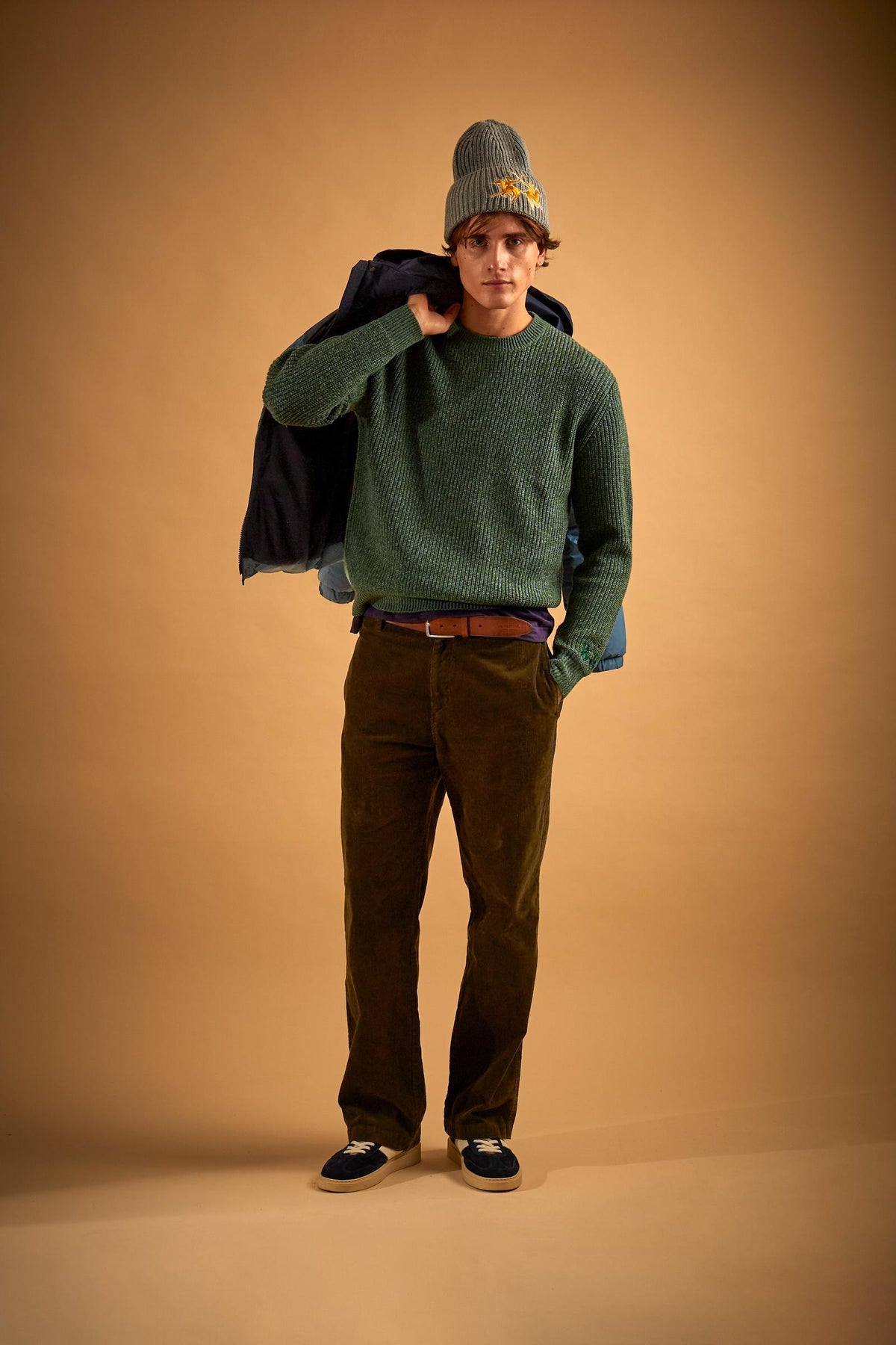 Men's crew neck mouliné lambswool sweater - Eddy