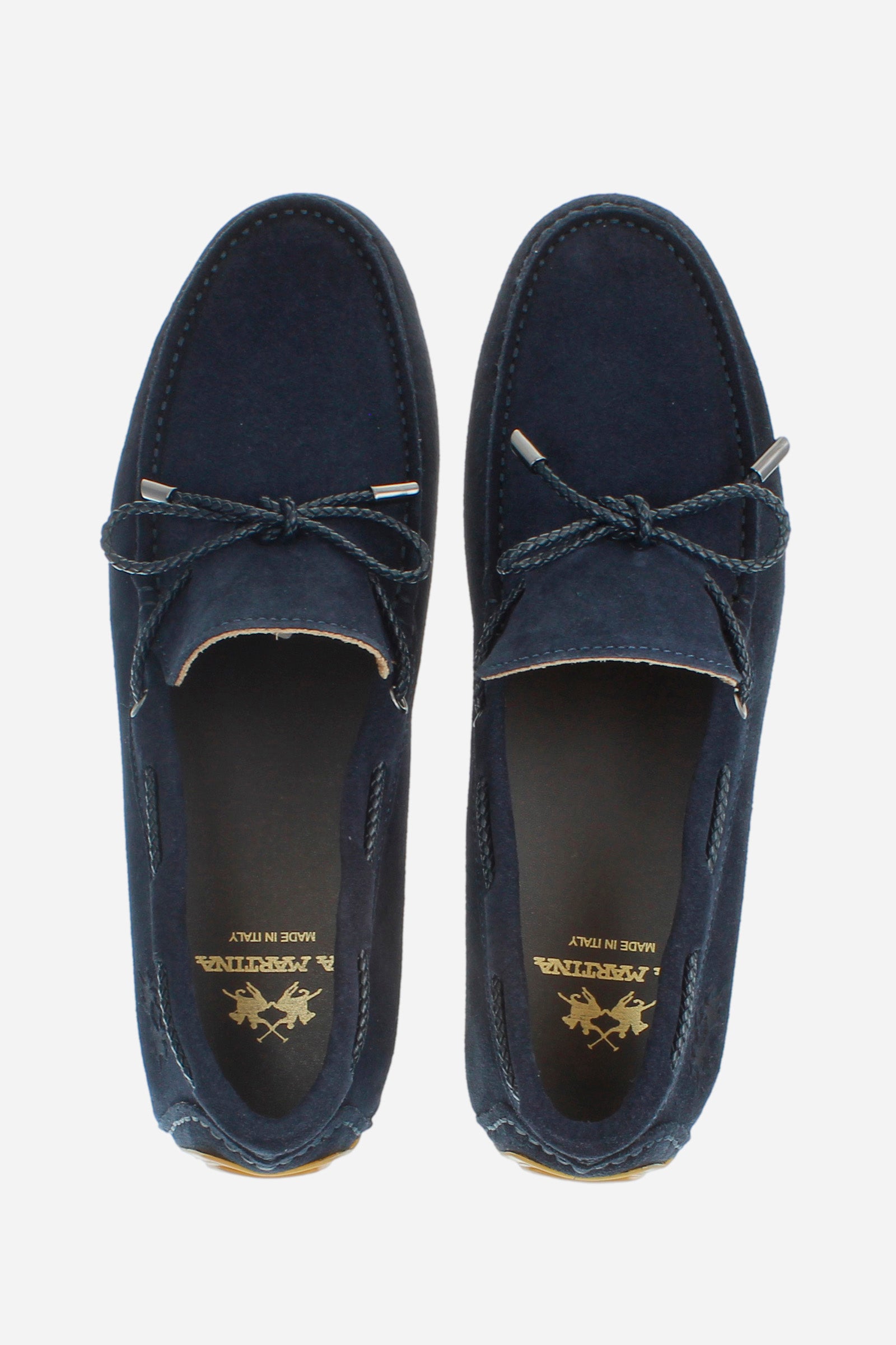 Men's suede loafers with laces