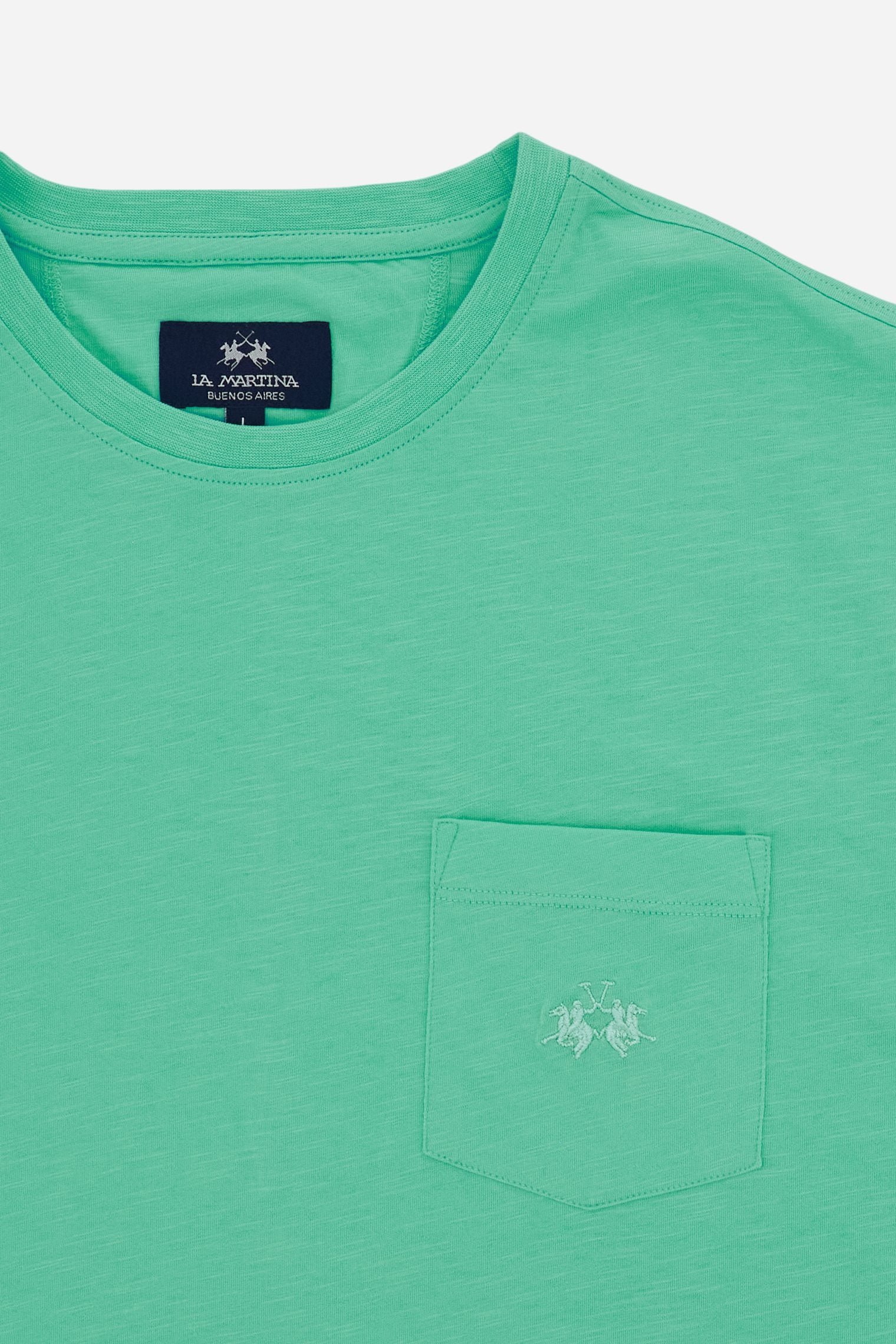 Men’s slub cotton jersey T-shirt with regular fit and chest pocket featuring embroidered logo. - Opal                                                                                                                                                                                                                                                                                                                                                                                                                           