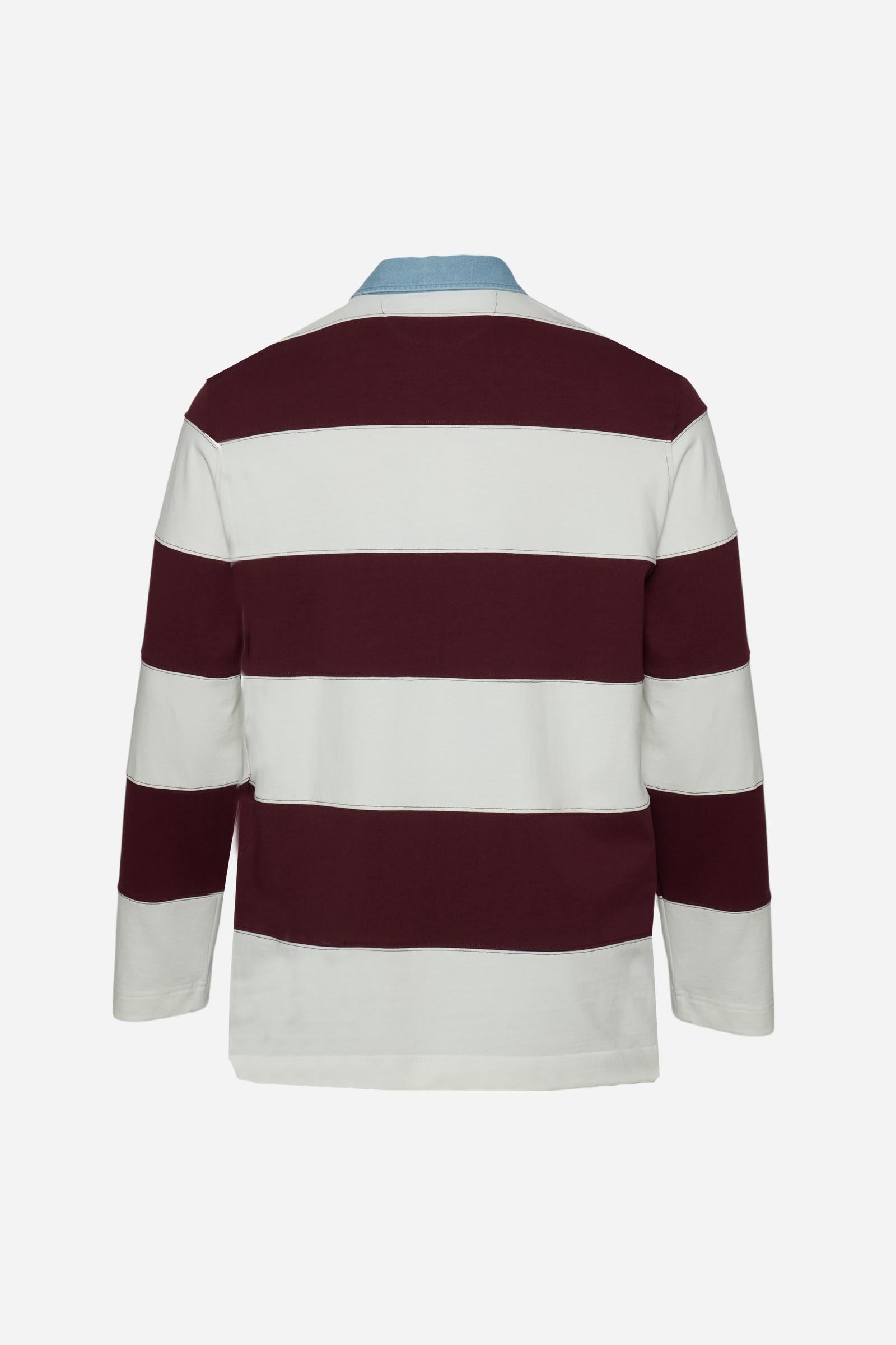 Men's rugby polo in heavy cotton jersey with maxi stripe - Caleb