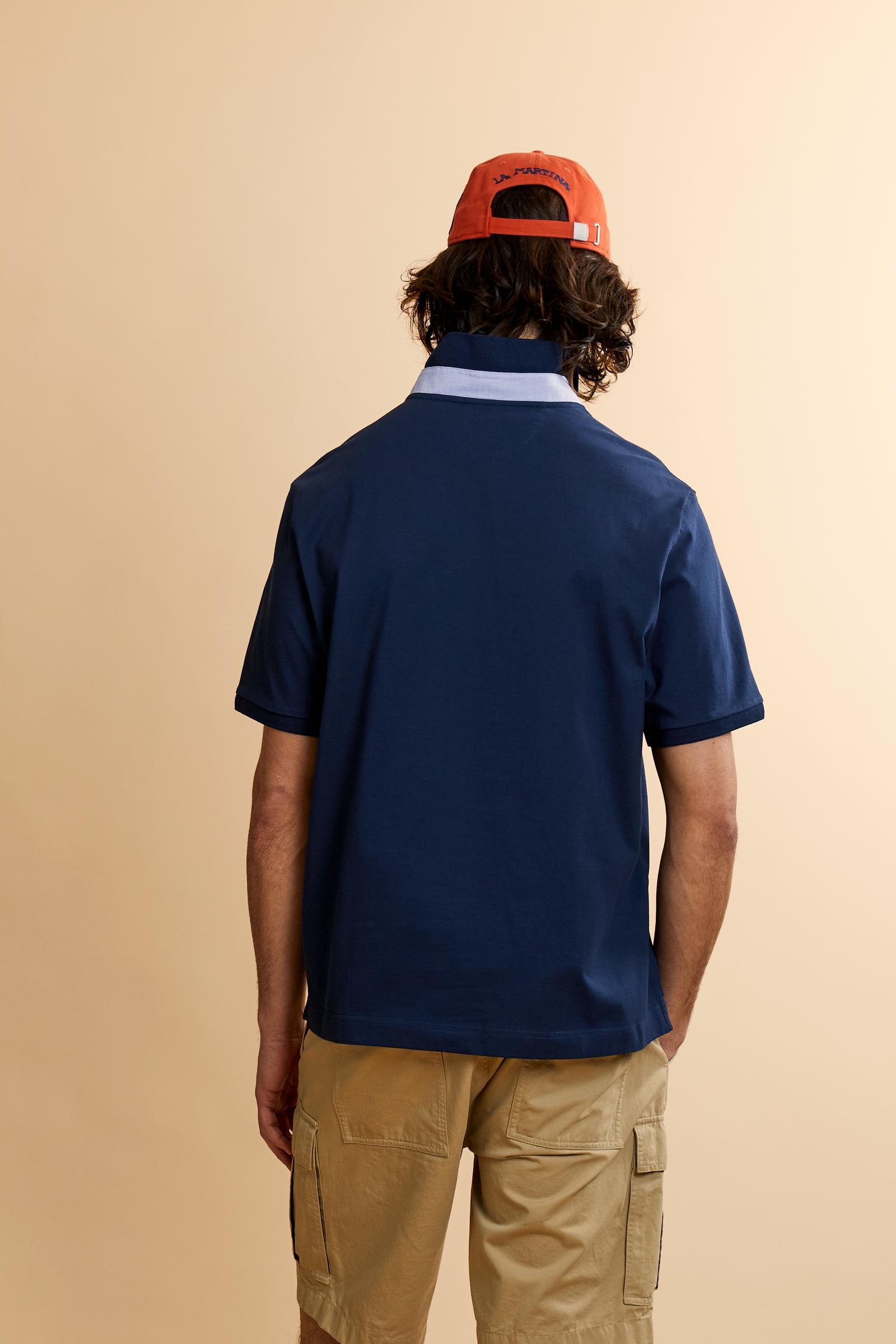 Short-sleeve polo in heavy cotton jersey with contrast details under the collar and placket. “La Martina Polo Club” embroidery on the chest with “Academy Polo Club” crest and additional embroidered detail. Soft contemporary fit. - Navy                                                                                                                                                                                                                                                                                     