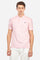Men's plain short-sleeved polo shirt made from stretch piqué. Two-button fastening.  The collar and cuffs are made from tone-on-tone ribbed fabric. Under the collar, there is a contrasting fabric panel with embroidered multicoloured lettering. The logo is embroidered on the left side of the chest in contrasting thread. Slim fit. The model is wearing a size L. - Parfait Pink