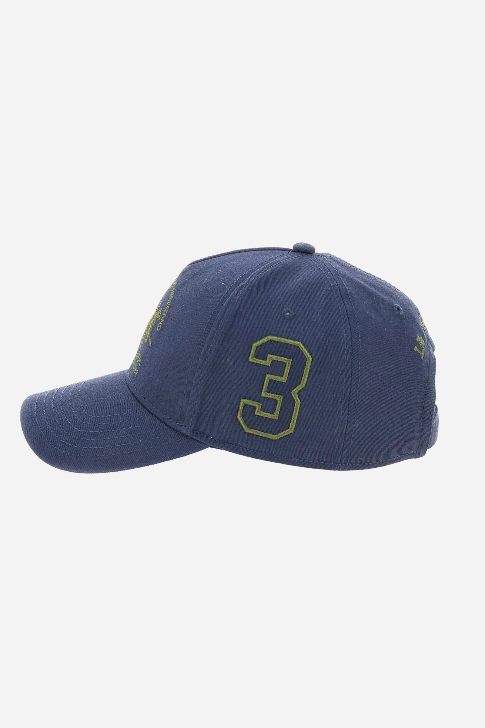 Unisex cotton twill baseball cap with team logo on the front.            - Navy