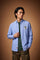 Men's 100% cotton Oxford shirt with a soft feel, regular fit, button-down collar, mother-of-pearl buttons, Polo Match embroidery, and embroidered number 3 patch. - Cornflower blue