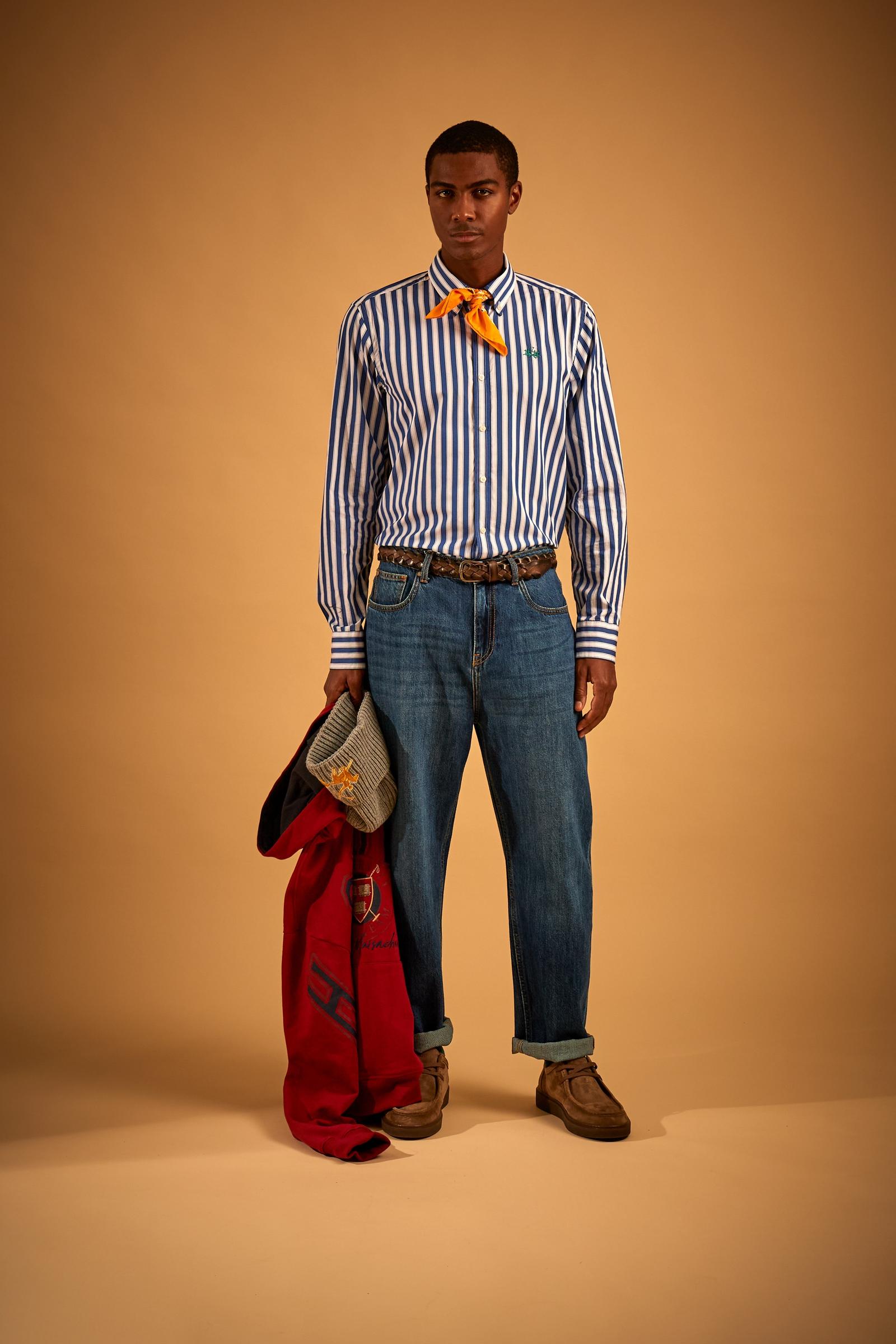 MAN L/S SHIRT STRIPED POPELINE