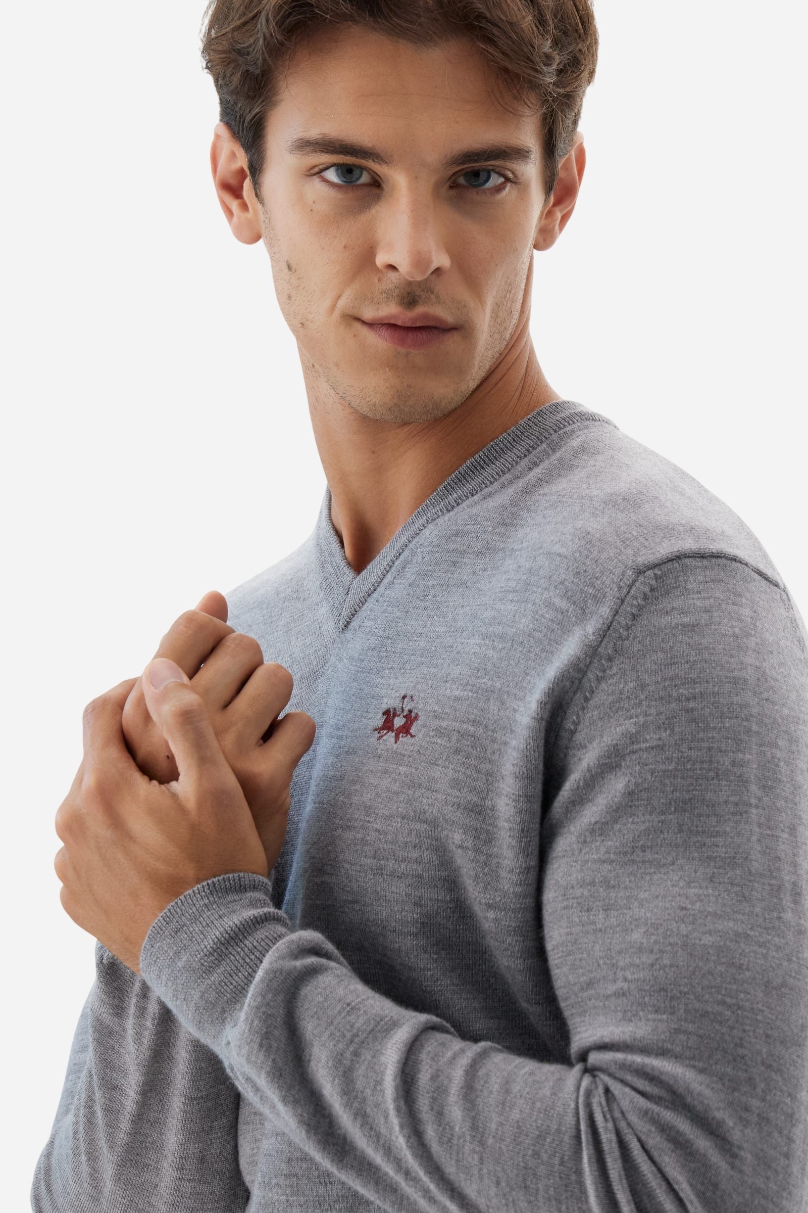 Suéter de hombre en lana merino con cuello en V - Barrie