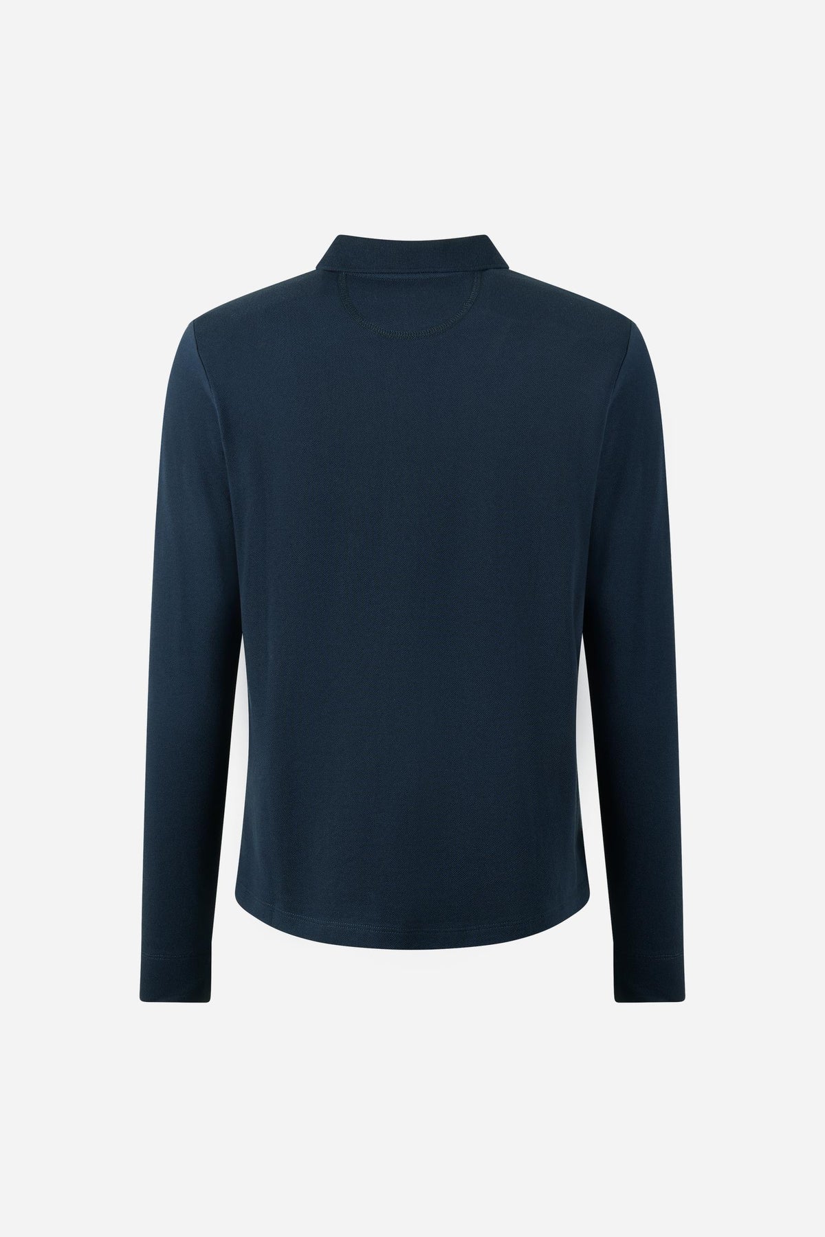 Women's long-sleeve polo shirt in 100% cotton piqué with a regular fit, ribbed collar, button front, fabric cuffs, and embroidered brand logo detail. - Navy Blazer