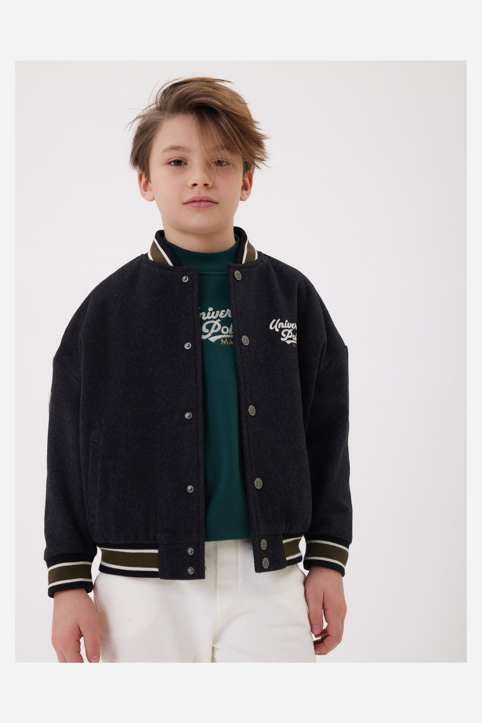 Bomber da bambino stile college