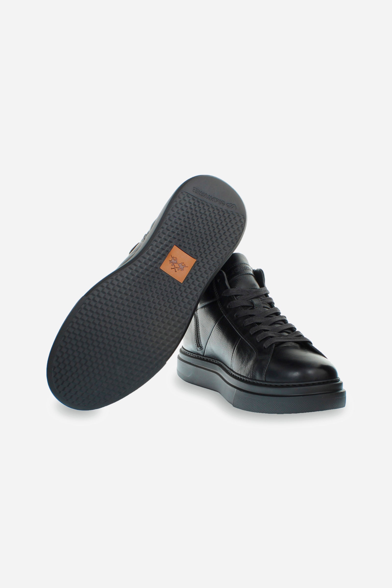 Men's high trainer in leather