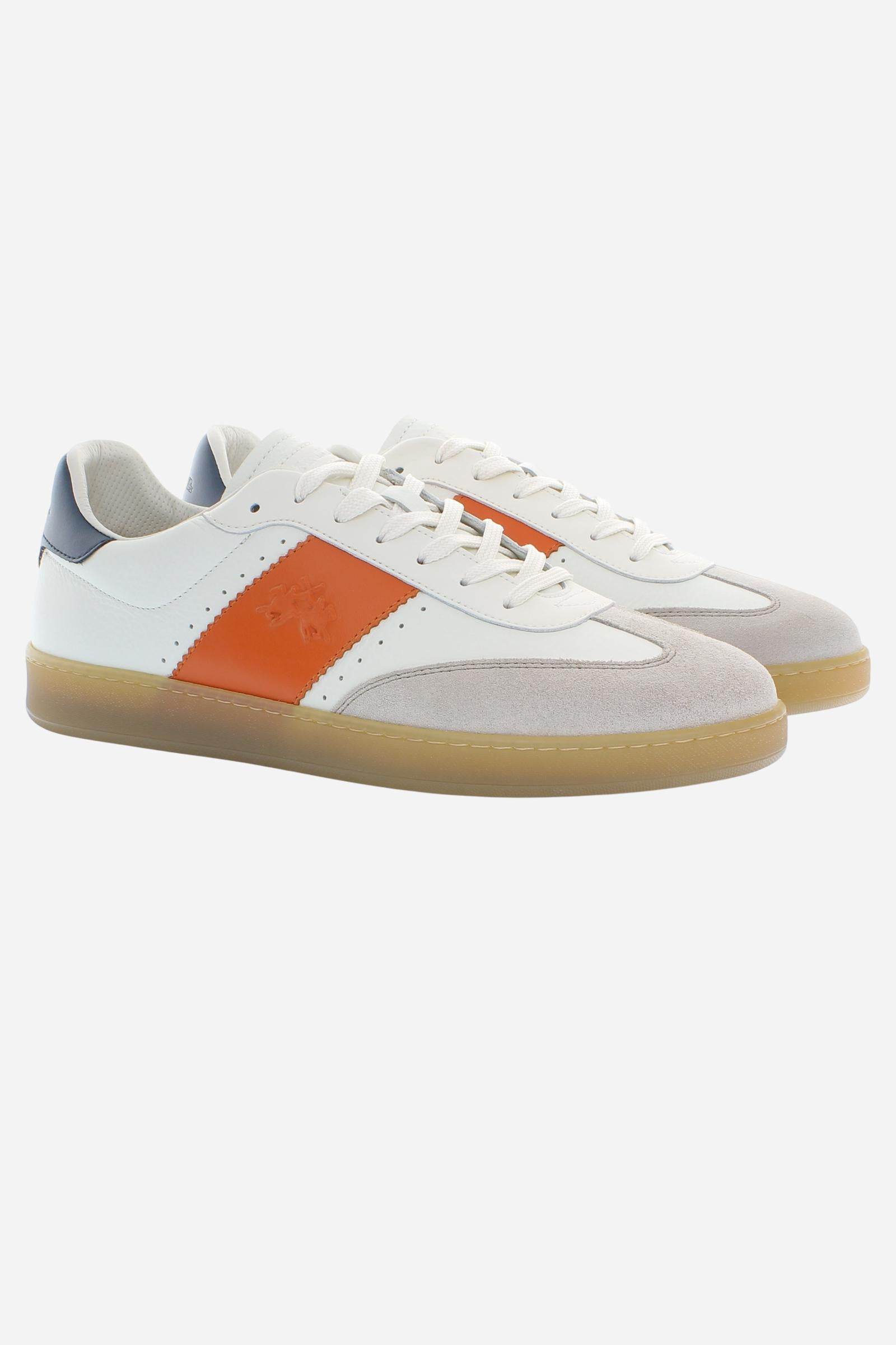 Men’s retro tennis sneakers in calf leather and suede - Sage
