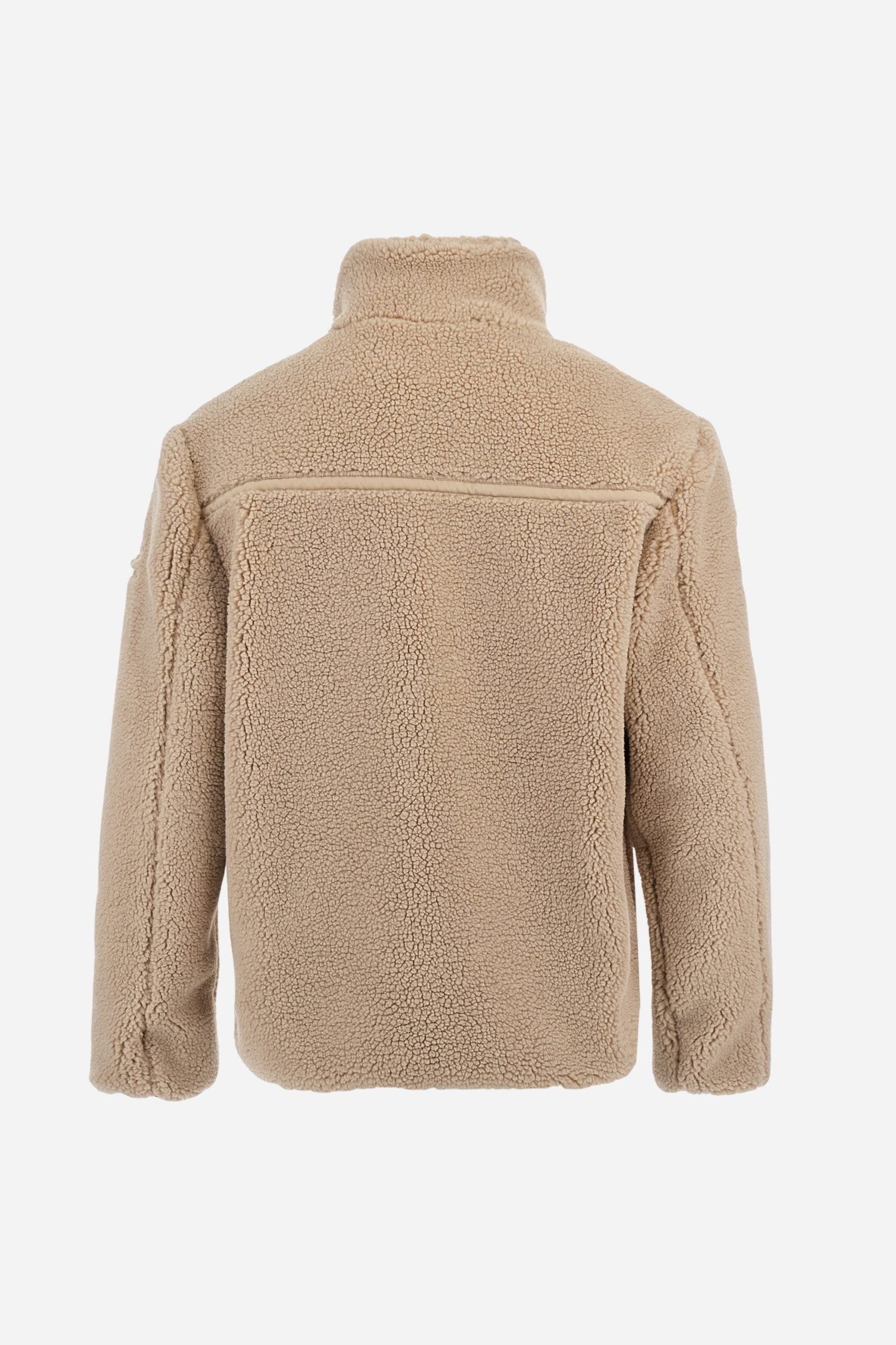 Men’s teddy jacket with high collar and long sleeves. Front zip closure with tone-on-tone details and Jugador de Polo Argentino graphics. - Tidal Foam