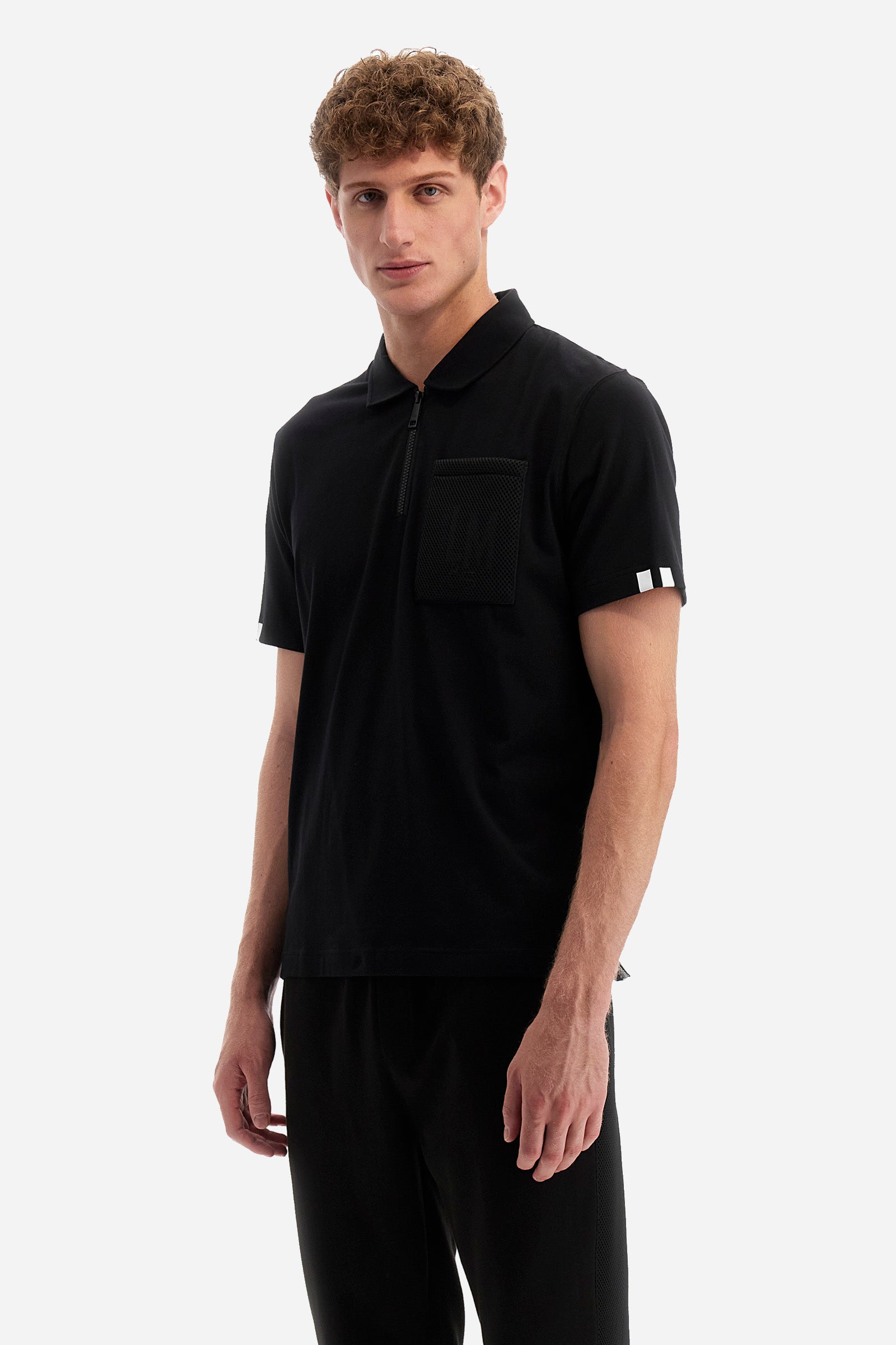Regular-fit polo shirt in elasticated cotton - Yates