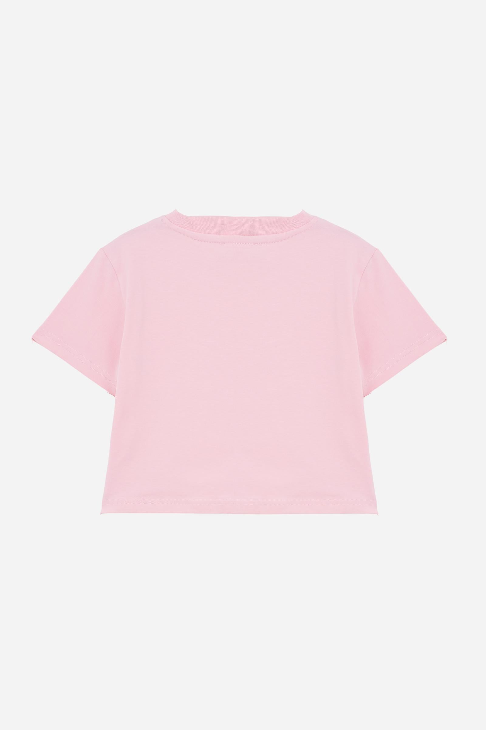 Short-sleeved T-shirt for girls made from 100% cotton jersey. The crew-neck style features a ribbed collar, regular fit and cropped line. The brand logo embroidered on the chest in a contrast colour adds an essential and distinctive detail. A versatile T-shirt, perfect for casual looks with a contemporary feel. - FairTale