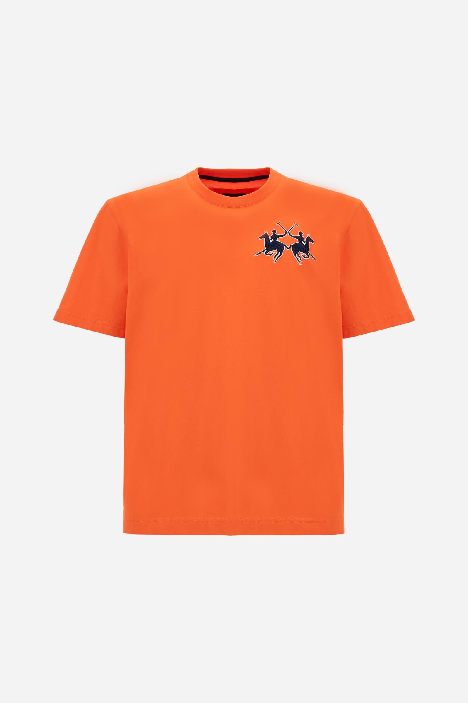 T-shirt in heavy cotton jersey with a structured, boxy fit. Dropped shoulders and clean lines. Large contrasting 3D embroidered logo on the chest. - Flame                                                                                                                                                                                                                                                                                                                                                                      