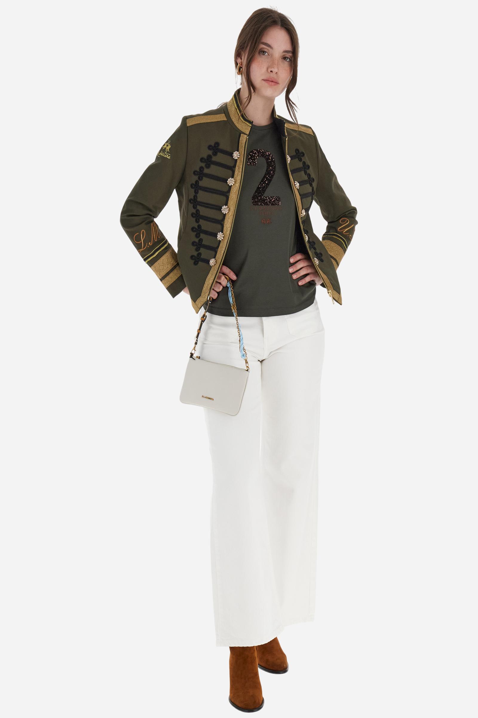 Veste femme en sergé de coton avec ornements - Beatriz