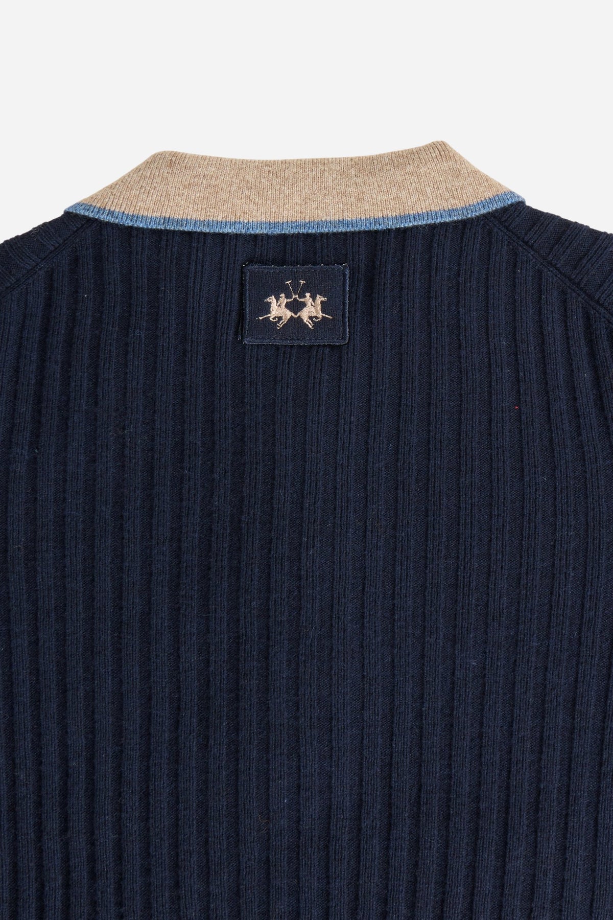 Polo in maglia da donna in lambswool dettagli a contrasto - Eugenie