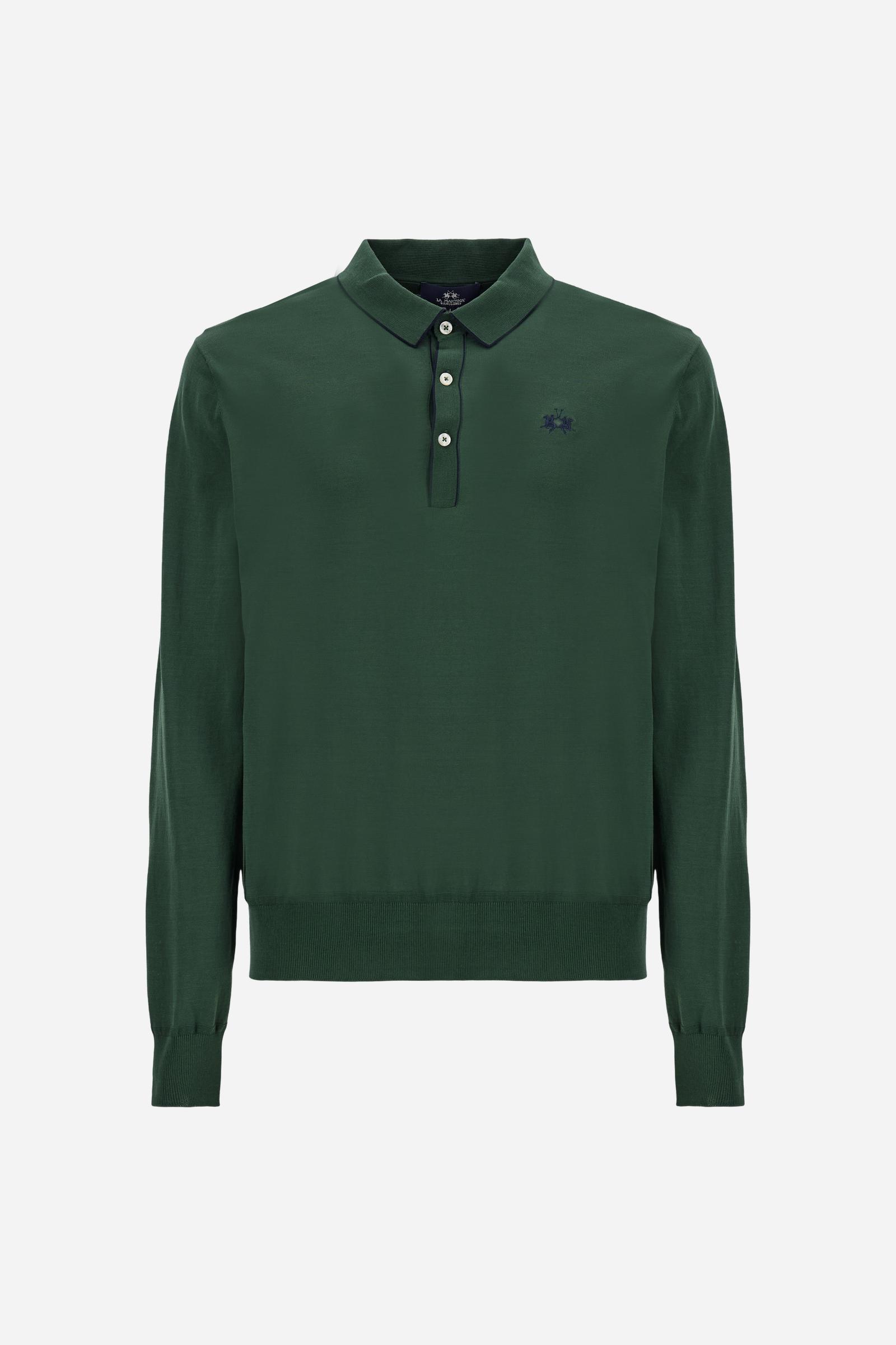 Men’s long-sleeve silk touch cotton polo - Crisanto