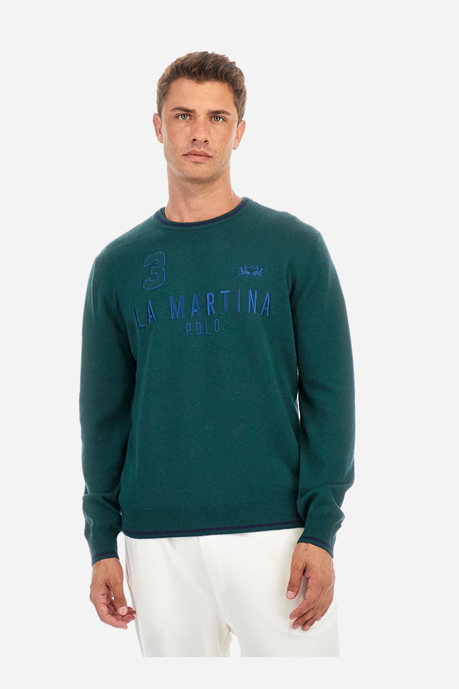 Regular fit pullover in wool and cotton - Zani