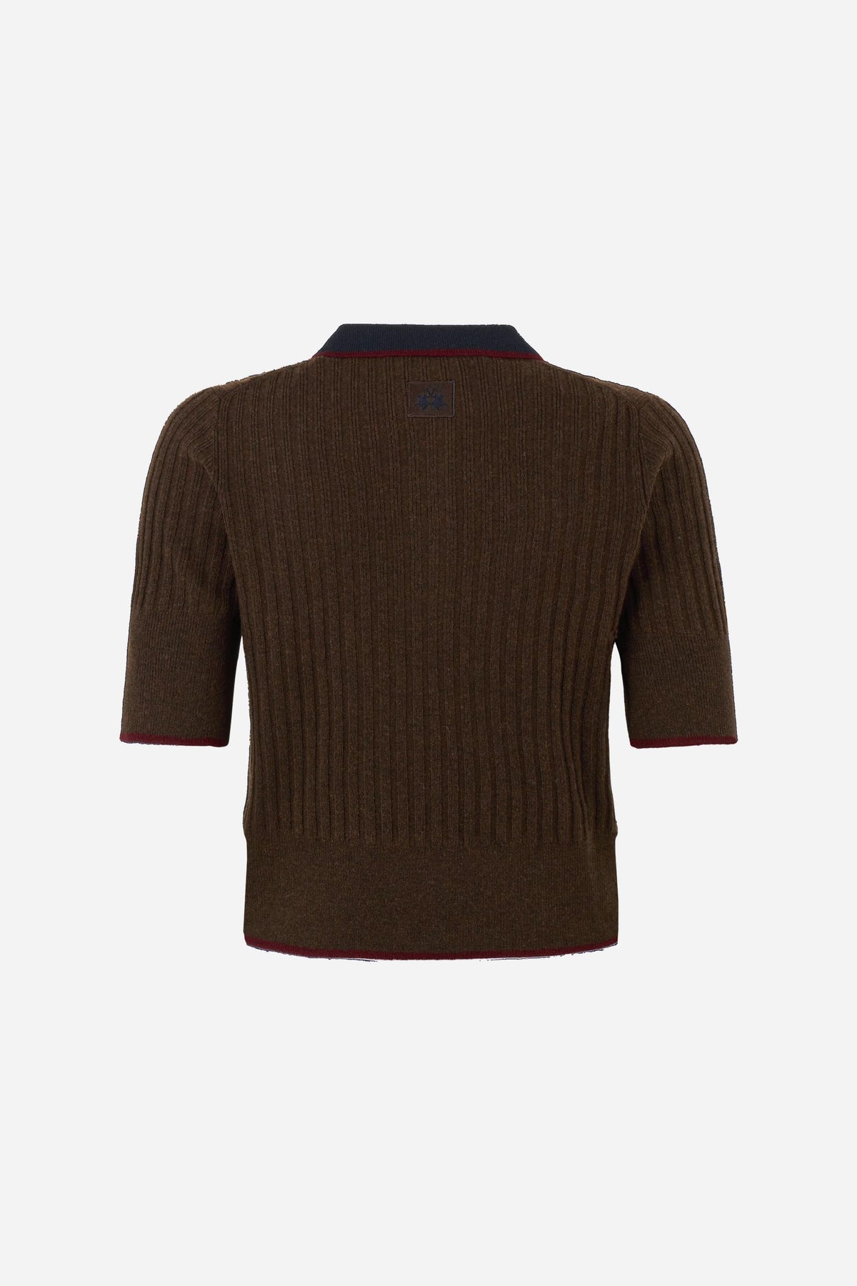 Polo in maglia da donna in lambswool dettagli a contrasto - Eugenie