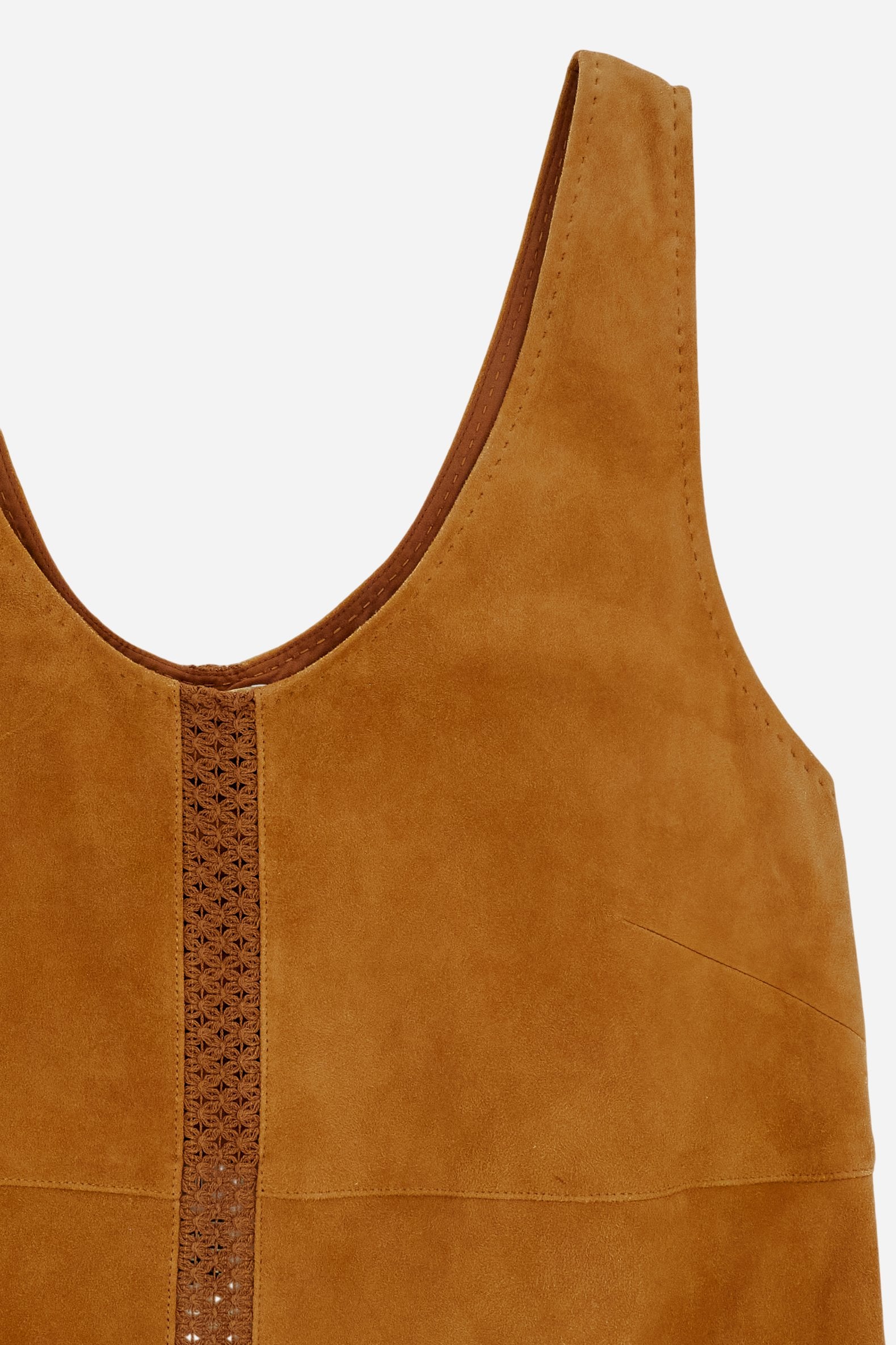 Women’s sleeveless suede dress with perforated bands – Cipriana