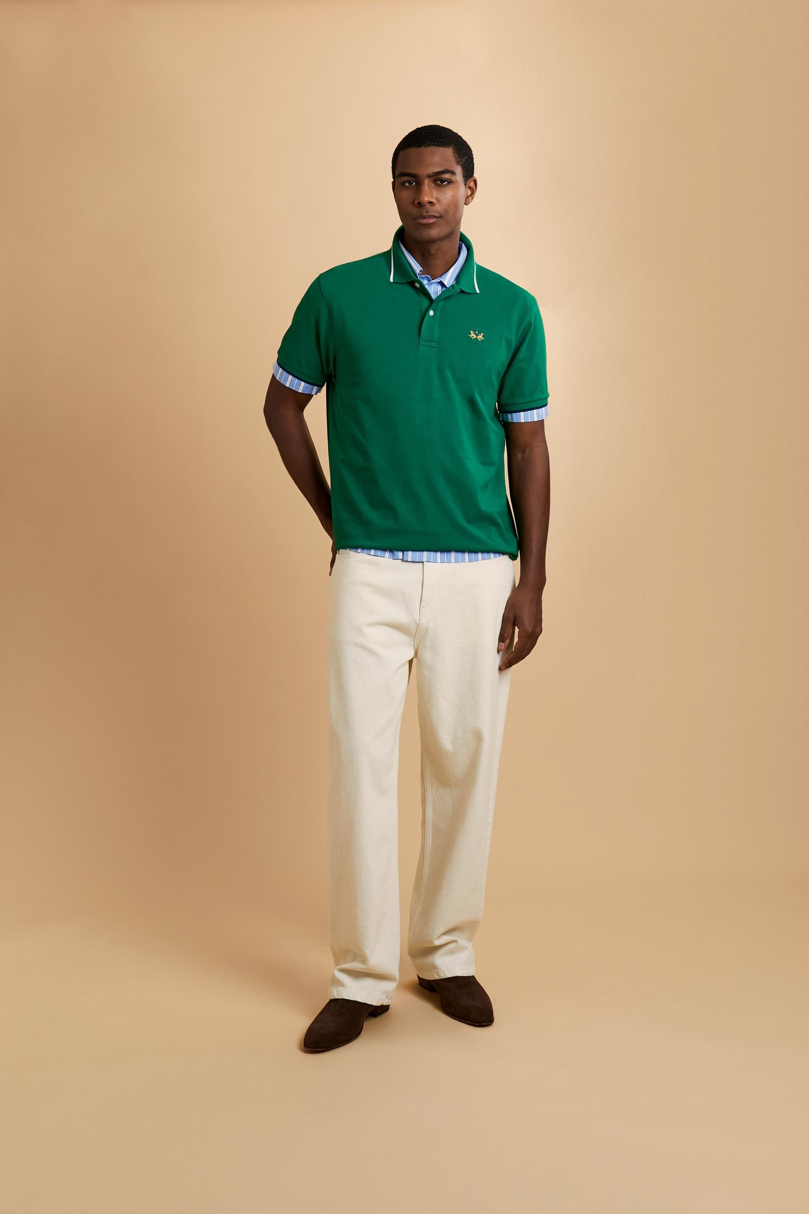 Men’s regular fit stretch piqué polo shirt Essential – Russell