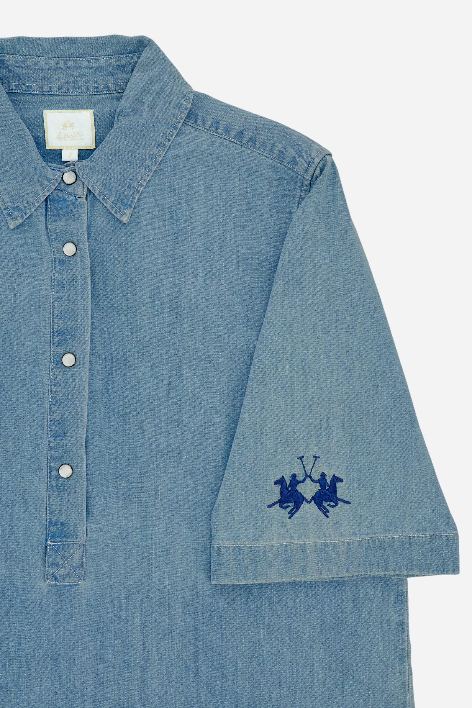 Women’s lightweight denim polo shirt short sleeve - Clarinda