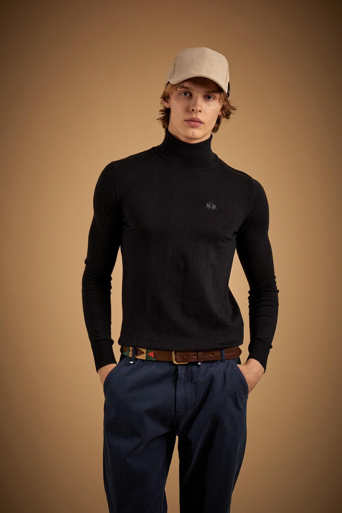 Men's high-neck sweater in cotton and wool - Eschilo