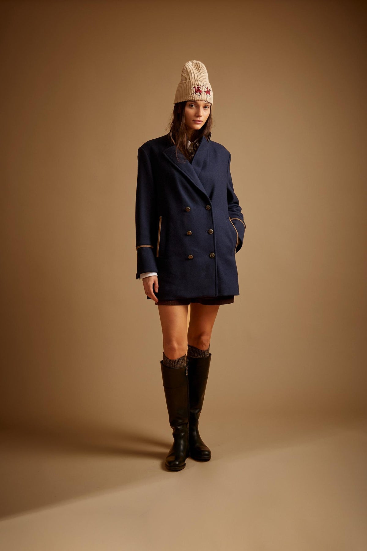 Women's double-breasted wool blend coat - Elizabeth
