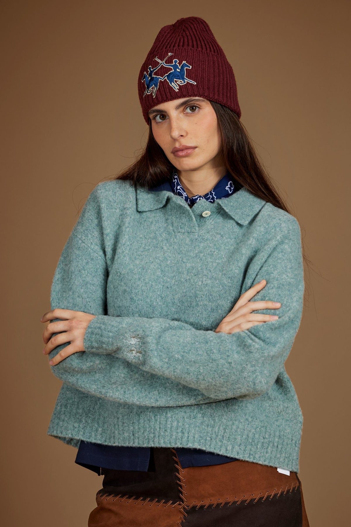 Polo cropped Damen aus Lammwollstrick - Elvira