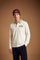 Men's long-sleeve polo in heavyweight 100% cotton jersey with a contrasting collar and hidden placket. Features a relaxed fit and a large 3D embroidered logo. - Pristine