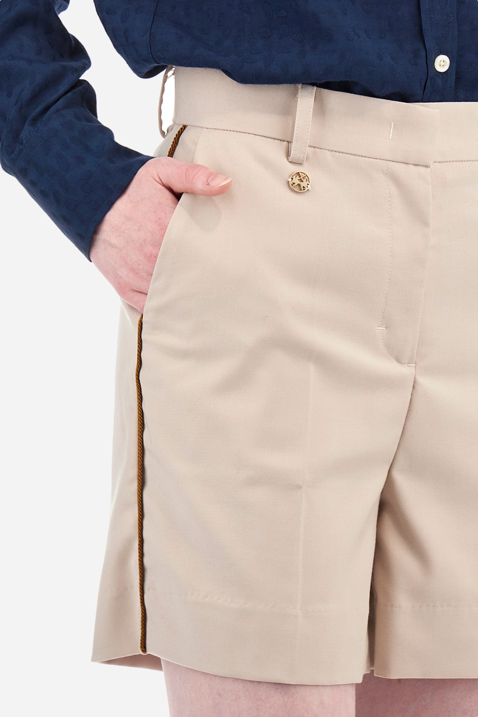 Regular fit Bermuda shorts in synthetic fabric - Zaina