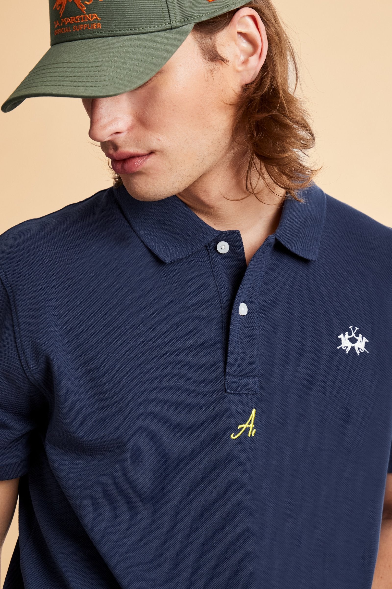 Men’s cotton piqué polo with regular fit. Nations collection featuring country-inspired graphics. - Navy                                                                                                                                                                                                                                                                                                                                                                                                                        