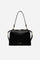 Compact full-grain leather shoulder bag with long handles and side zip pullers for a distinctive, modern design. - Black                                                                                                                                                                                                                                                                                                                                                                                                        