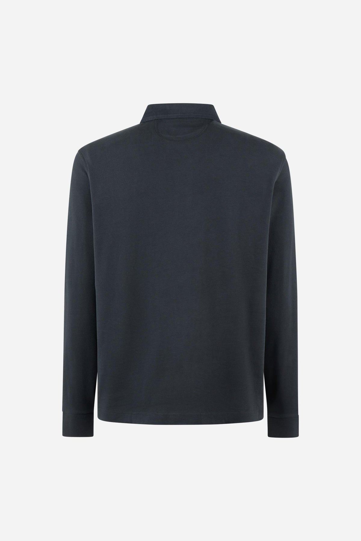 Men's long-sleeve polo made from heavy cotton jersey with ribbed cuffs, contrasting gabardine collar, embroidered logo, and a comfortable regular fit. - Navy Blazer
