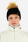 Women's hat in soft wool and viscose, perfect for keeping your head warm during cold winter days. The timeless line adapts to any style, while the pom-pom and the logo application give a touch of originality and personality to the garment. Ideal for completing any casual or formal look, this hat is a must-have for anyone looking for comfort and style in a single accessory. - Black