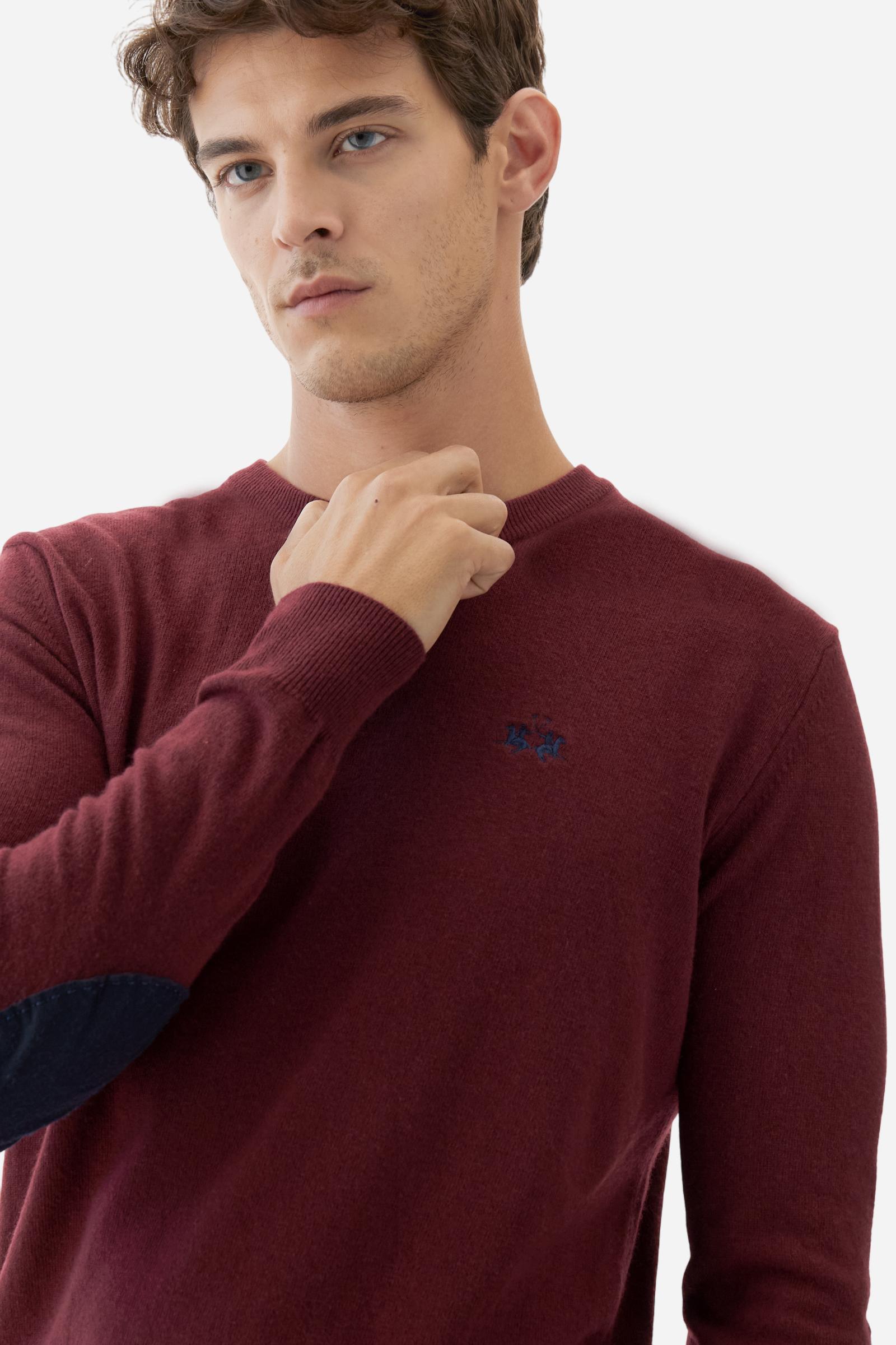 Men’s crew neck sweater with elbow patches - Bobbiejo